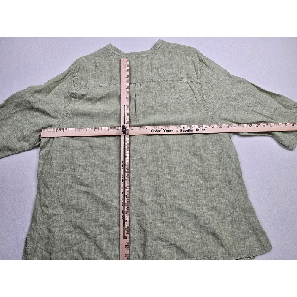 Eddie Bauer Womens Green Linen Button-Front Top Shirt 3X Relaxed Fit - Picture 3 of 3
